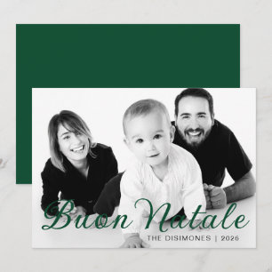 Einfaches Buon Natale Familienfoto Grüne Feiertage Feiertagskarte