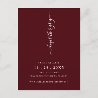 Einfaches Burgund Save the Date Ankündigungspostkarte