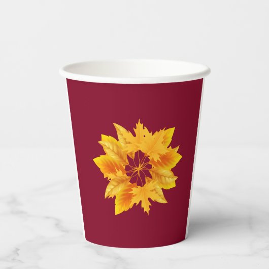 Einfaches Burgunder Gold Herbstfest Drink Pappbecher (Rückseite)