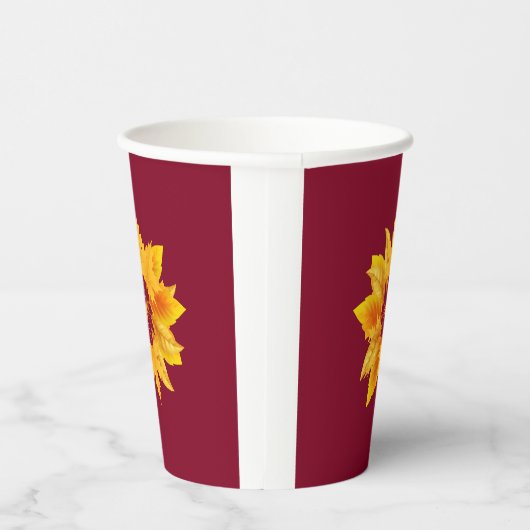 Einfaches Burgunder Gold Herbstfest Drink Pappbecher (Rechts)