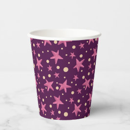 Einfaches Burgundy Lila Pink Stars Space Girl Part Pappbecher
