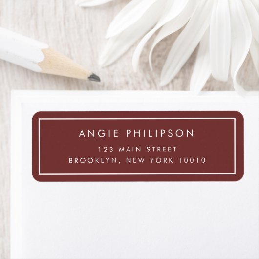 Einfaches burgundy Red Modern Return Address Label (Insitu)