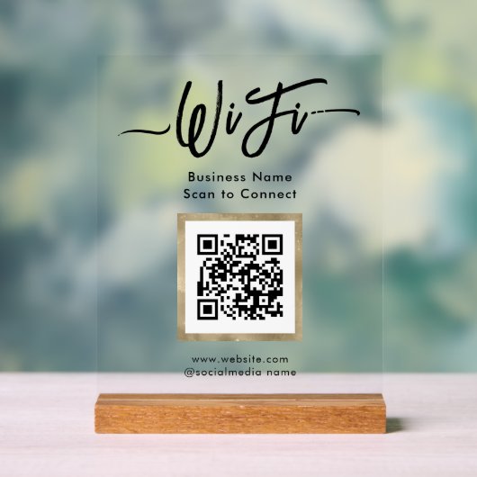 Einfaches Business Guest Wifi Pedestal-Zeichen Acrylschild (Neutral)