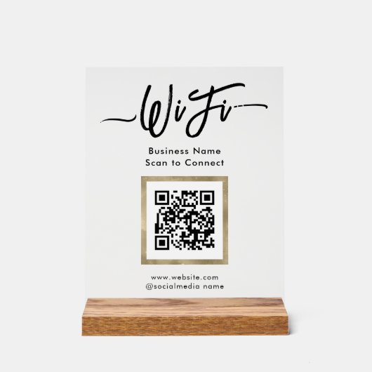 Einfaches Business Guest Wifi Pedestal-Zeichen Acrylschild (Vorderseite)