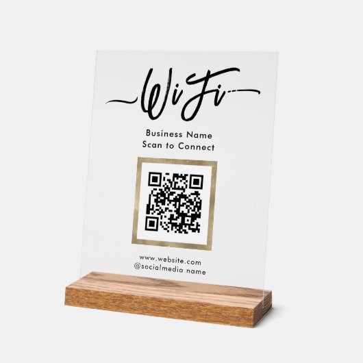 Einfaches Business Guest Wifi Pedestal-Zeichen Acrylschild (Winkel)