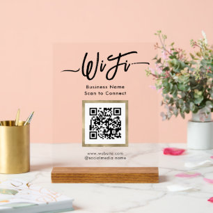 Einfaches Business Guest Wifi Pedestal-Zeichen Acrylschild