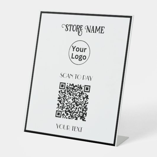 Einfaches Business-Logo und QR-Code Sockelschild (Vorderseite)