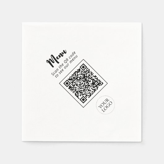 Einfaches Business-Logo und QR-Code Werbung Napkin Serviette (Vorderseite)