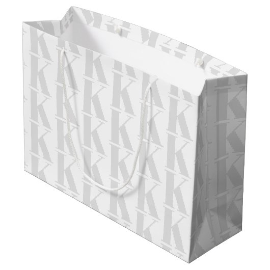 Einfaches Business Monogramm - Weißer Hintergrund Große Geschenktüte (Rückseite Schrägansicht)