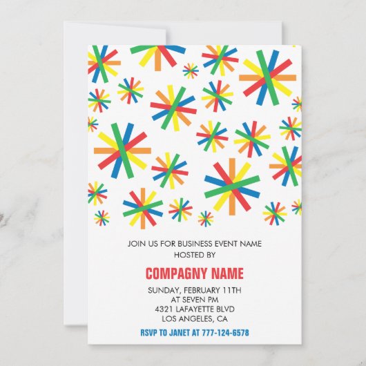 Einfaches Business Party lädt Confetti ein Einladung (Vorderseite)