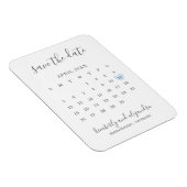 Einfaches Calendar Pastel Blaues Herz Save the Dat Magnet (Rechte Seite)