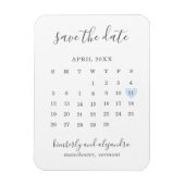 Einfaches Calendar Pastel Blaues Herz Save the Dat Magnet (Vertikal)
