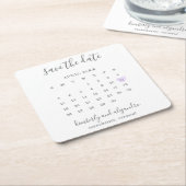 Einfaches Calendar Pastel Lila Herz Save the Date Rechteckiger Pappuntersetzer (angewinkelt)