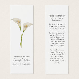 Einfaches Calla-Lilien-Trauer-Lesezeichen