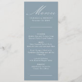 Einfaches Calligraphy Dusty Blue Wedding Menu Menükarte (Vorderseite)