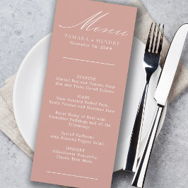 Einfaches Calligraphy Rose Gold Wedding Menu Menükarte