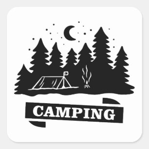 Einfaches Camping im Freien   campiere mehr, sorge Quadratischer Aufkleber