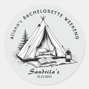 Einfaches Camping Weekend Junggeselinnen-Abschied Runder Aufkleber