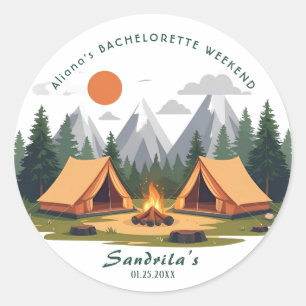 Einfaches Camping Weekend Junggeselinnen-Abschied Runder Aufkleber