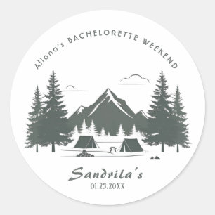 Einfaches Camping Weekend Junggeselinnen-Abschied Runder Aufkleber