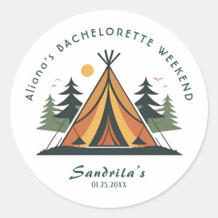 Einfaches Camping Weekend Junggeselinnen-Abschied Runder Aufkleber