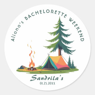 Einfaches Camping Weekend Junggeselinnen-Abschied Runder Aufkleber