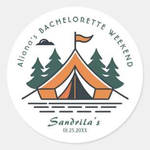Einfaches Camping Weekend Junggeselinnen-Abschied Runder Aufkleber