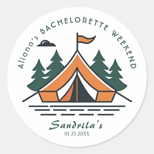 Einfaches Camping Weekend Junggeselinnen-Abschied Runder Aufkleber (Vorderseite)