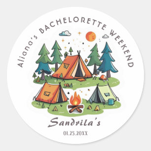 Einfaches Camping Weekend Junggeselinnen-Abschied Runder Aufkleber