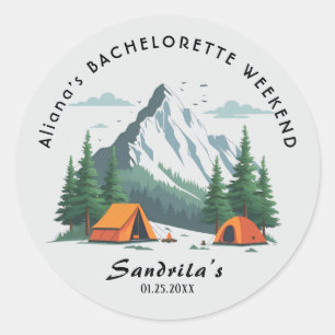 Einfaches Camping Weekend Junggeselinnen-Abschied Runder Aufkleber