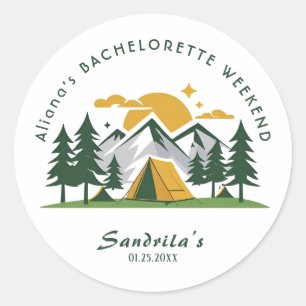 Einfaches Camping-Wochenende Junggesellinnenabschi Runder Aufkleber
