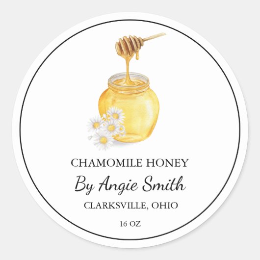 Einfaches Chamomile-Honiglabel Runder Aufkleber (Vorderseite)