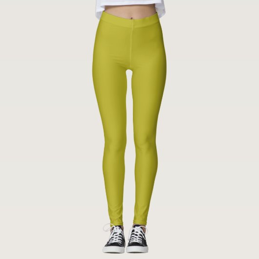 Einfaches Chartreuse Grün Einfarbig Einfache Farbe Leggings (Vorderseite)