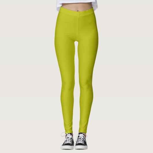 Einfaches Chartreuse Grün Einfarbig Einfache Farbe Leggings (Vorderseite)