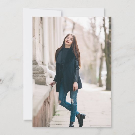 Einfaches Chic-Abschluss Einladung (Rückseite)