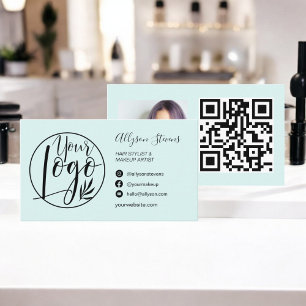 Einfaches chic aquamarines Haar-Make-up-Foto-Logo Visitenkarte