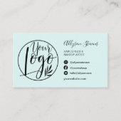 Einfaches chic aquamarines Haar-Make-up-Foto-Logo  Visitenkarte (Vorderseite)