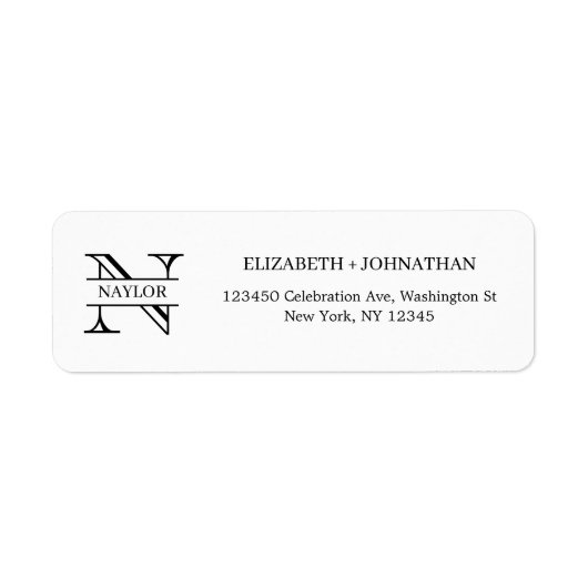 Einfaches Chic Black and White Monogram Label (Vorne)