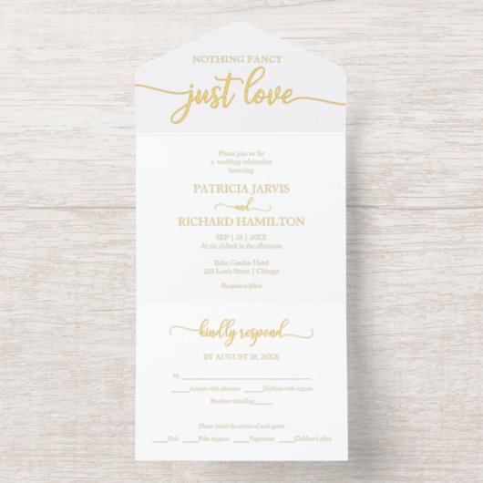 Einfaches Chic Bold Calligraphy Lässig Wedding All-in-One-Einladung (Innenseite)