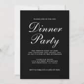Einfaches Chic Calligraphy Black Dinner Party Einladung (Vorderseite)