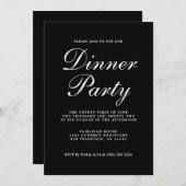 Einfaches Chic Calligraphy Black Dinner Party Einladung (Vorne/Hinten)