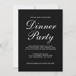 Einfaches Chic Calligraphy Black Dinner Party Einladung