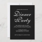 Einfaches Chic Calligraphy Black Dinner Party Einladung (Vorderseite)
