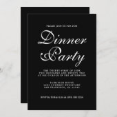 Einfaches Chic Calligraphy Black Dinner Party Einladung (Vorne/Hinten)