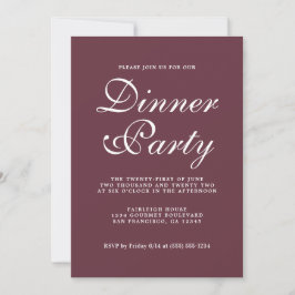 Einfaches Chic Calligraphy Burgundy Dinner Party Einladung