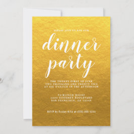 Einfaches Chic Calligraphy Classic Gold Dinner Par Einladung