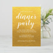 Einfaches Chic Calligraphy Classic Gold Dinner Par Einladung (Stehend Vorderseite)