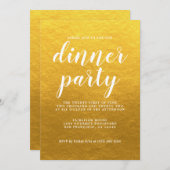 Einfaches Chic Calligraphy Classic Gold Dinner Par Einladung (Vorne/Hinten)