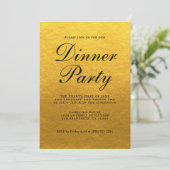Einfaches Chic Calligraphy Gold Dinner Party Einladung (Stehend Vorderseite)