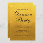 Einfaches Chic Calligraphy Gold Dinner Party Einladung (Vorne/Hinten)
